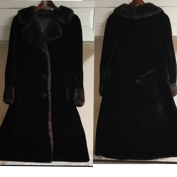 Vtg Black Faux Fur Long Coat Size 10 - Picture 2 of 15